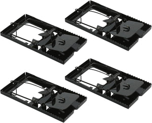 Four reusable heavy-duty metal mouse traps.