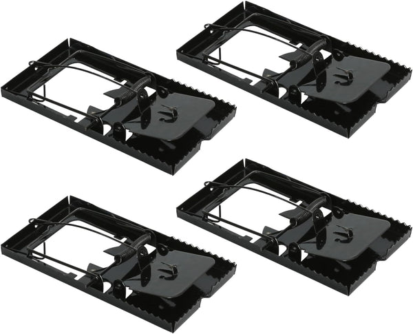 Four reusable heavy-duty metal mouse traps.