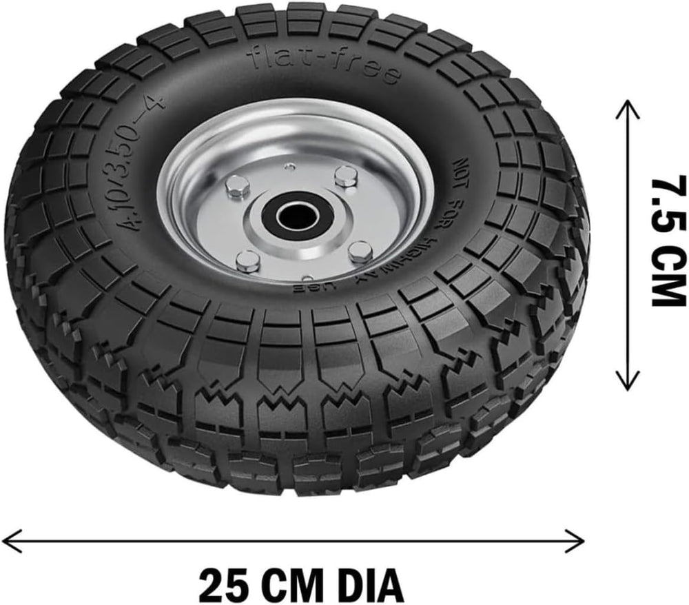 Pair of pneumatic wheelbarrow replacement wheels with steel rims