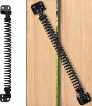 Black powder-coated self-closing gate spring.