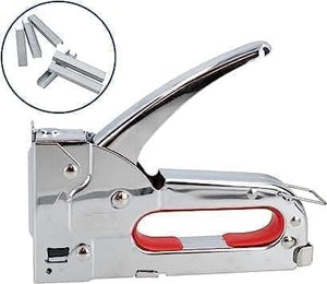 Staple gun with lockable handle for storage
