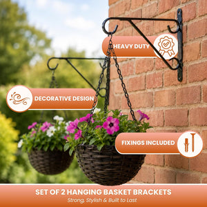Outdoor hanging plant wall hooks