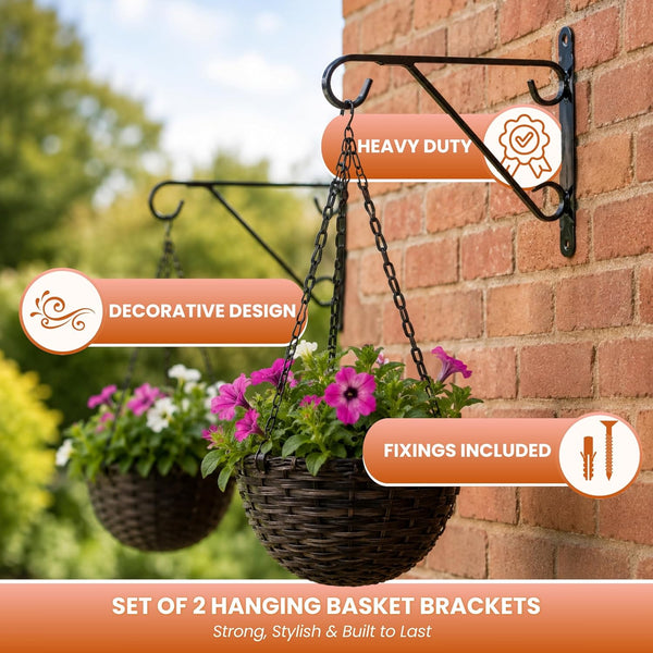Outdoor hanging plant wall hooks