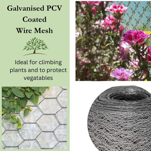 Flexible chicken wire fencing for vegetable gardens.