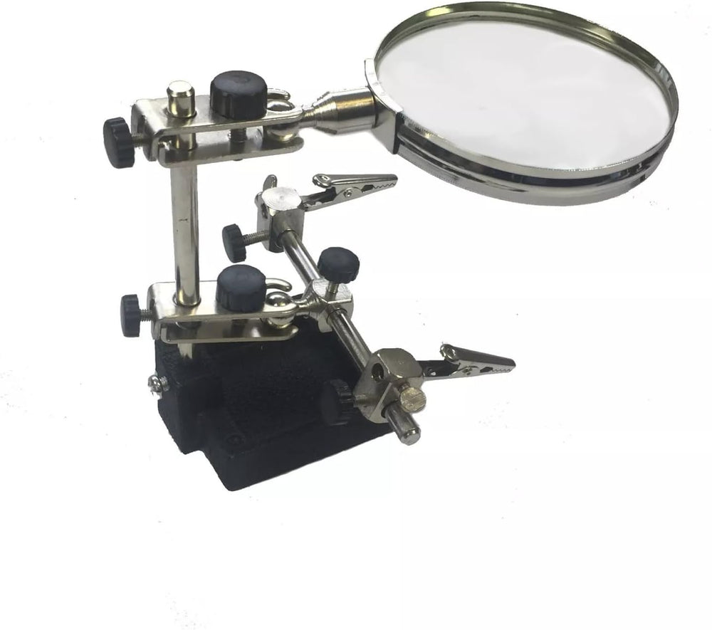 Helping hands soldering station with magnifier