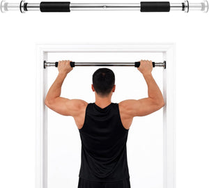 Door frame exercise bar for pull ups and chin ups