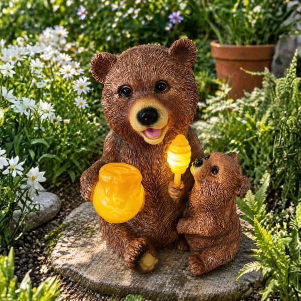 Solar honey bear garden ornament