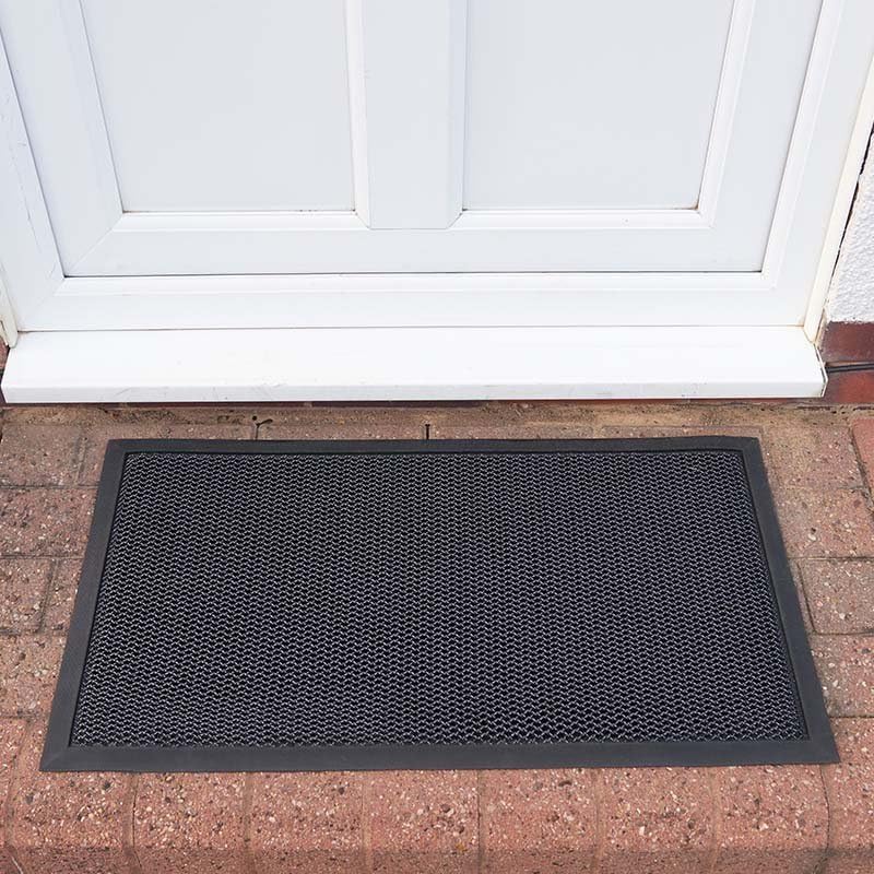 Grey honeycomb scraper doormat for front entrance
