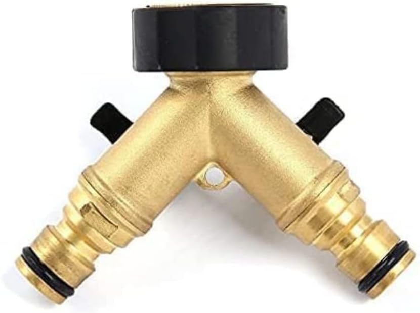 2 way brass garden hose splitter