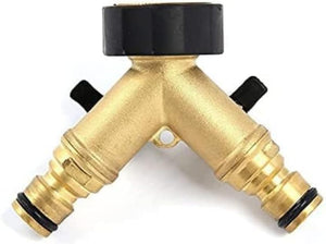 2 way brass garden hose splitter