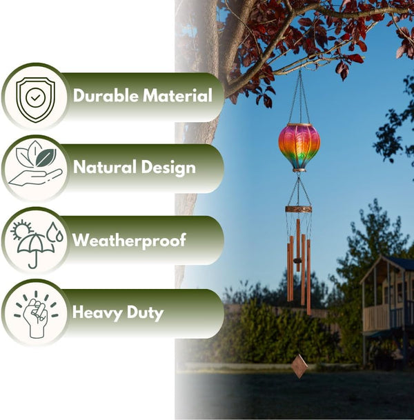Outdoor solar wind chime for garden decor