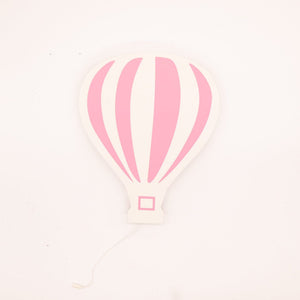 Wooden hot air balloon wall light with white LED glow