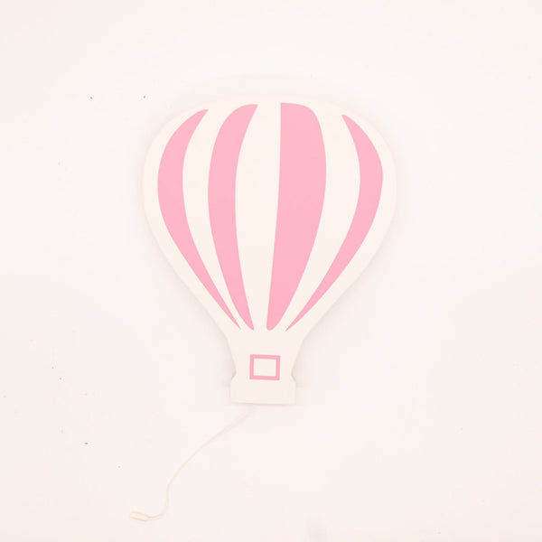 Wooden hot air balloon wall light with white LED glow