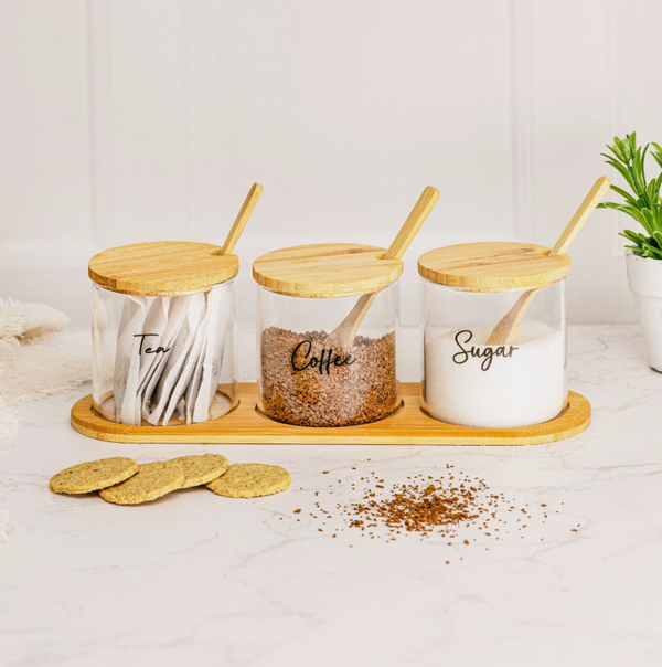 Hot chocolate station set with glass jars and spoons