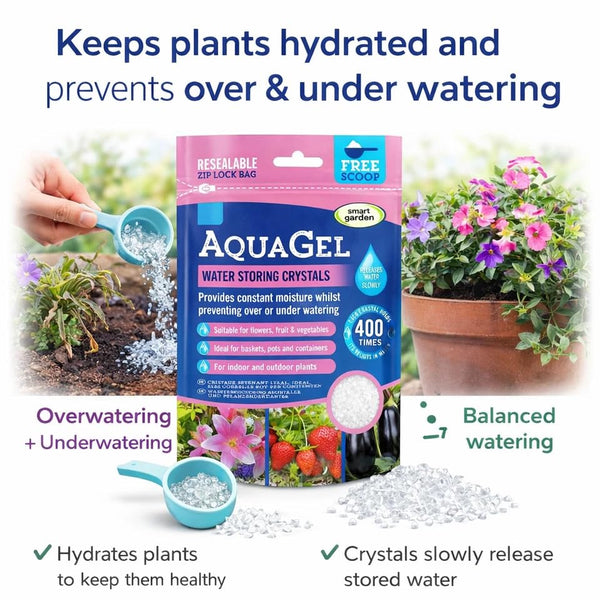 Aqua gel granules for plant pots
