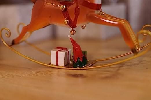 Traditional Christmas Rocking Rudy Reindeer with Bells Christmas Decoration