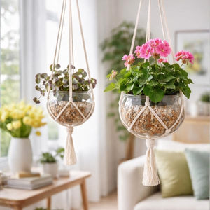 White hanging planter for flower pots.