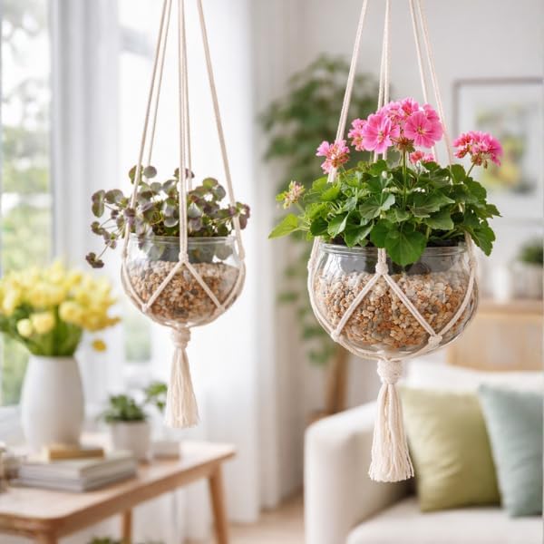 White hanging planter for flower pots.