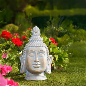 Buddha head statue for meditation garden