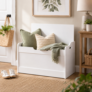 Wooden bench seat with spacious hidden storage
