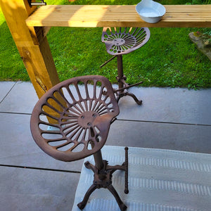 Brown cast iron dining stool