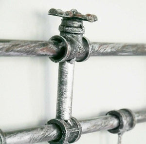 Industrial style pipe hook rack for hallway