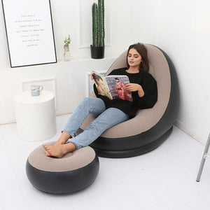 Comfortable inflatable chair in black and grey.