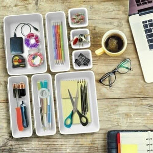 ABS plastic drawer organiser set shown assembled