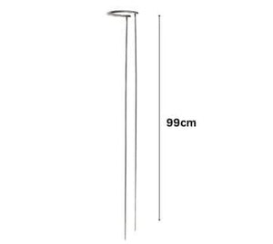 Horseshoe metal supports positioned around garden plants