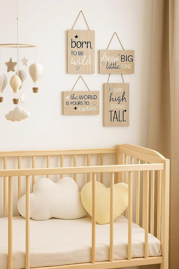 Hanging wooden nursery signs