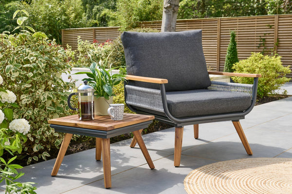 Outdoor bistro set with foot stools