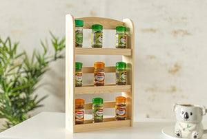 Wooden countertop organiser for sauces and herbs