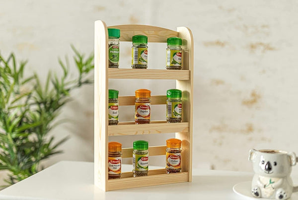 Wooden countertop organiser for sauces and herbs