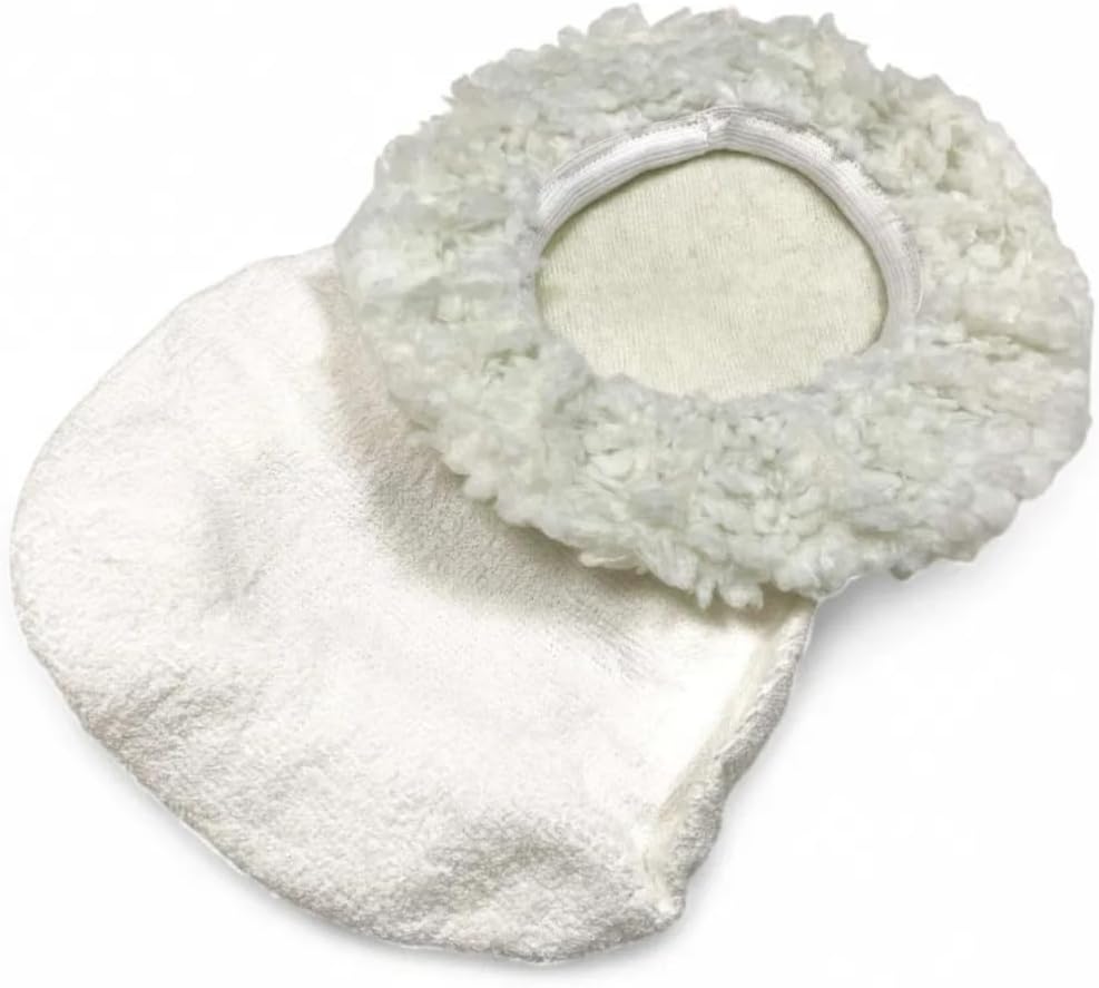 Two lambswool car polishing bonnets for buffers