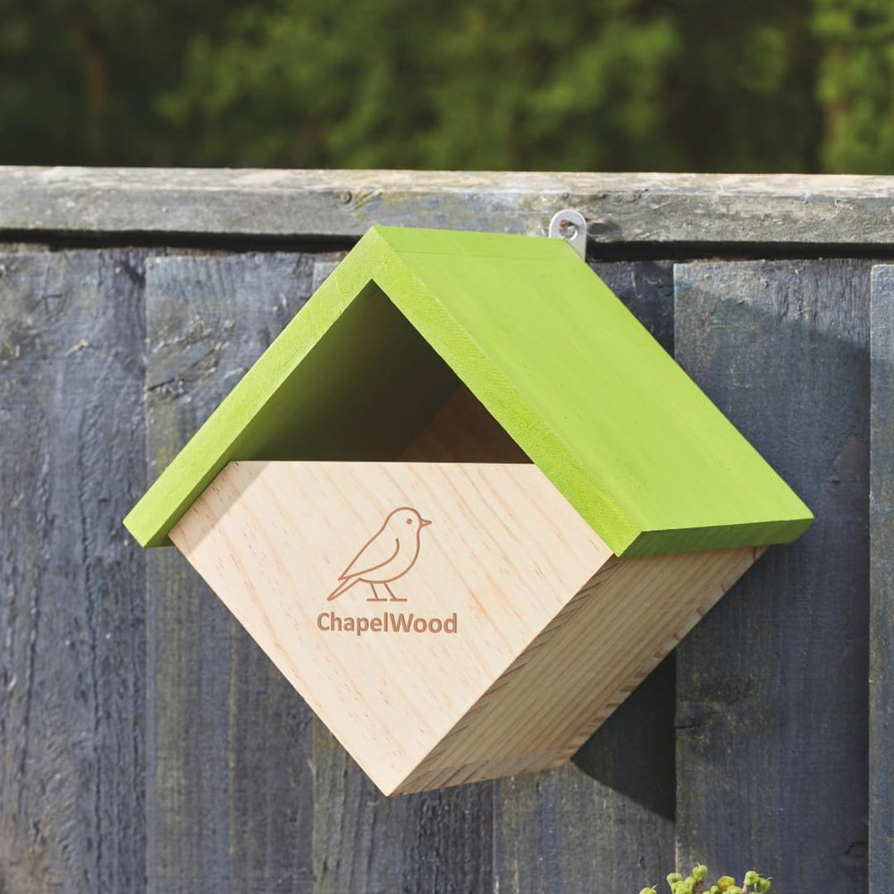 Large FSC wooden bird box with green roof