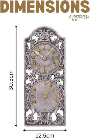 Decorative analogue wall clock for patio