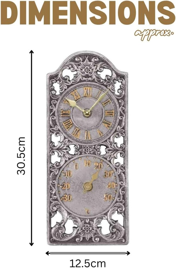 Decorative analogue wall clock for patio