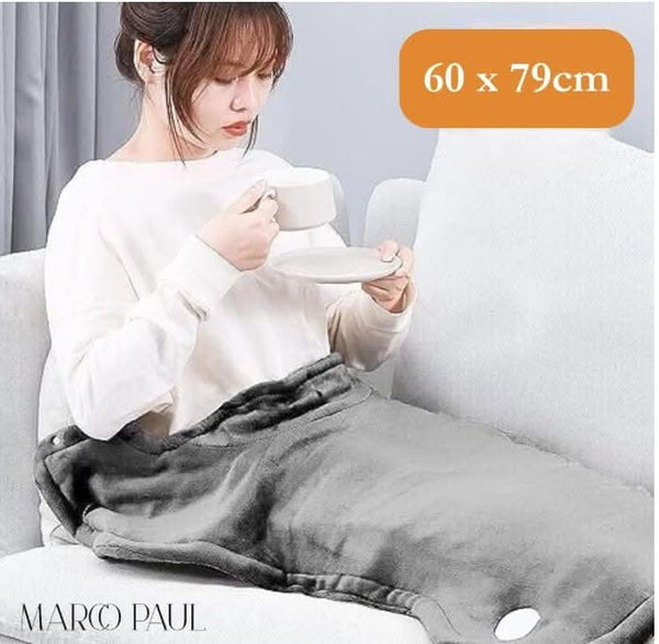 Large flannel heating pad worn across the upper body