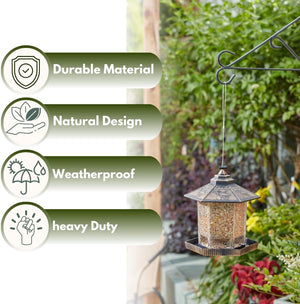 Large capacity hanging bird feeder for wild birds