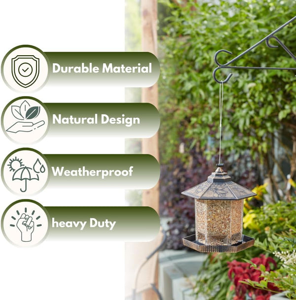 Large capacity hanging bird feeder for wild birds