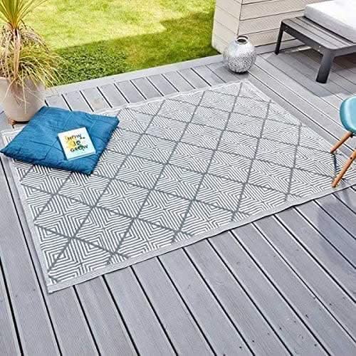 Large Alexandria black outdoor area rug