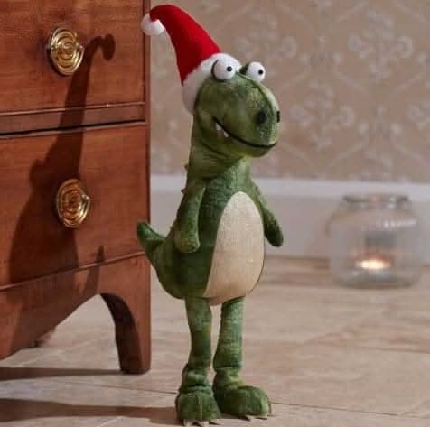 Large green Christmas dinosaur soft plush decoration