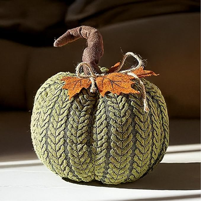 Large green plush pumpkin decoration