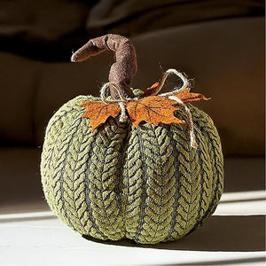 Large green plush pumpkin decoration