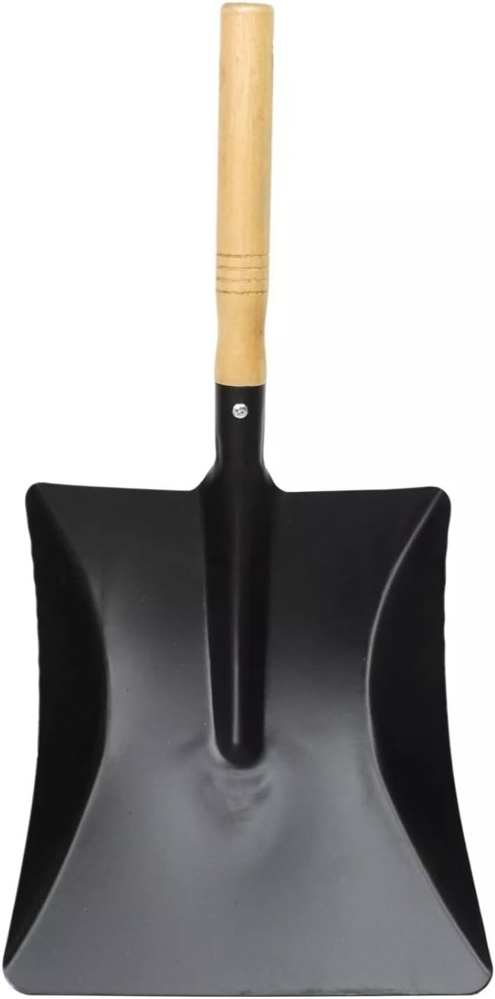 large metal dustpan shovel with wooden handle
