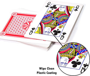 Jumbo plastic playing cards for family game nights.