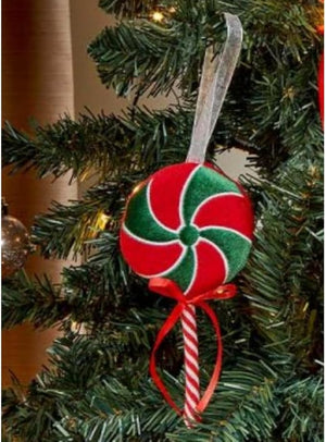 Large plush hanging lollipop Christmas bauble