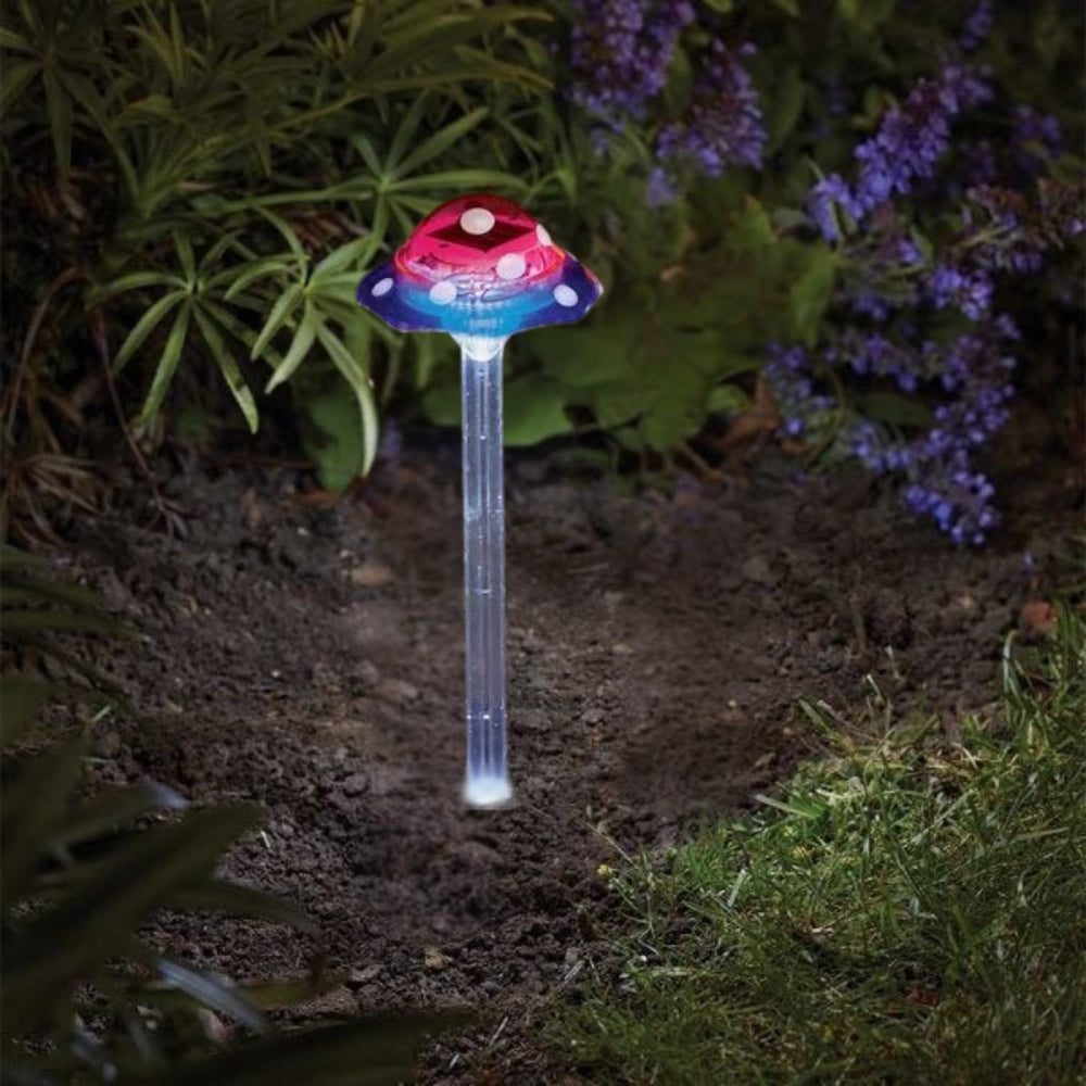 Large purple mushroom solar stake light for the garden