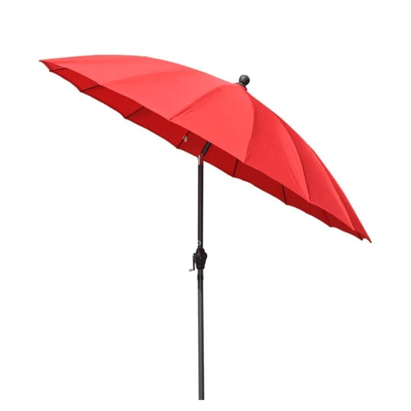 Red garden parasol with aluminium pole