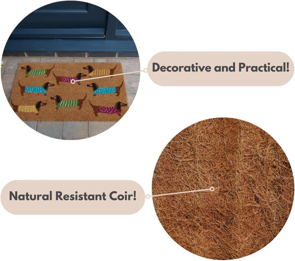 Heavy-duty natural coir welcome mat for porch